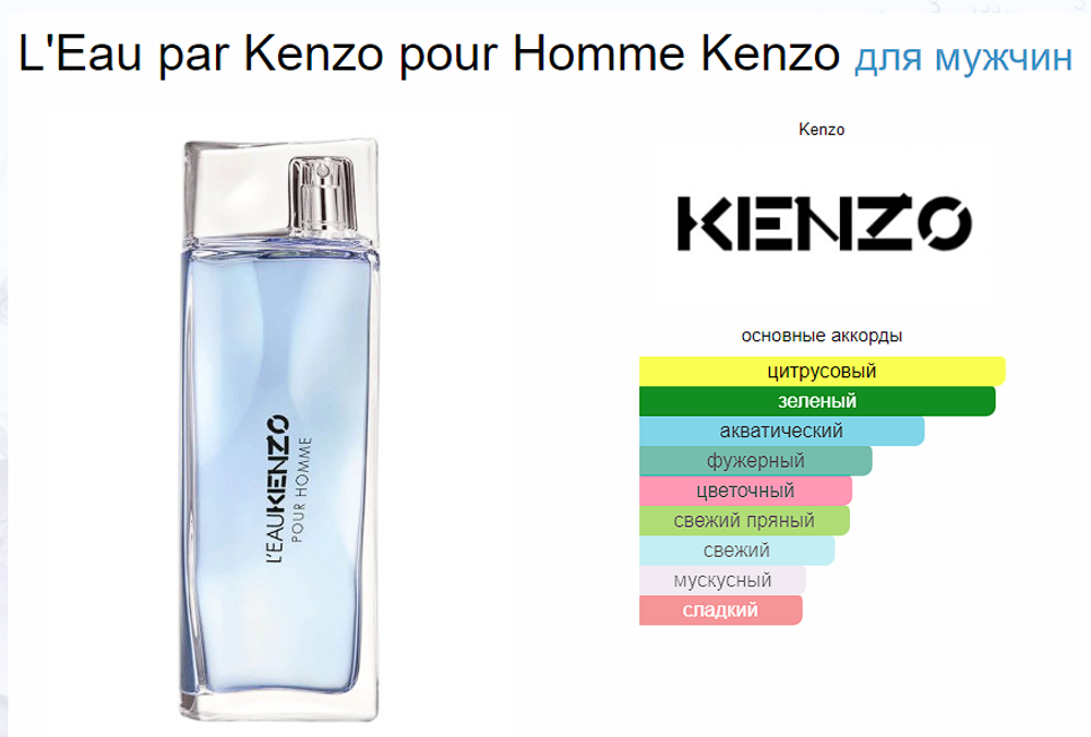 Kenzo L'Eau Pour Homme 100ml (duty free парфюмерия) ( нов. дизайн )