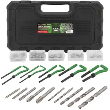 Набор приспособлений и футорок для восстановления резьбы М5х0,8 М6х1,0 М8х1,25 М10х1,5 М12х1,75 (131пр.) RockFORCE RF-9131U1