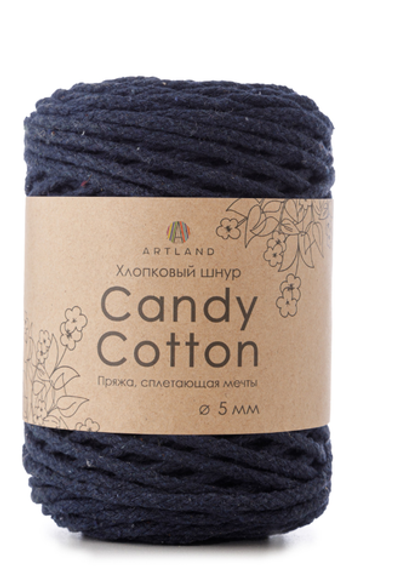 Плетёный шнур Candy cotton 5 мм, 500 гр, 100% х/б, 100 м, т. синий
