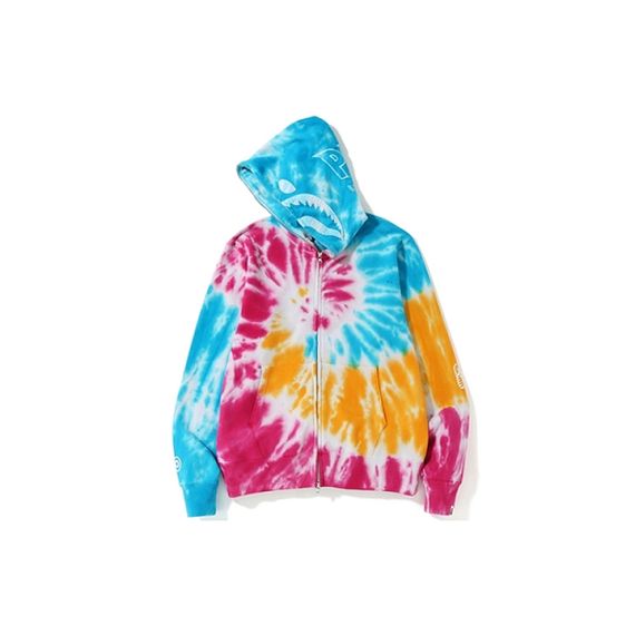 A BATHING APE Bape Tie Dye Shark Wide Full Zip Hoodie