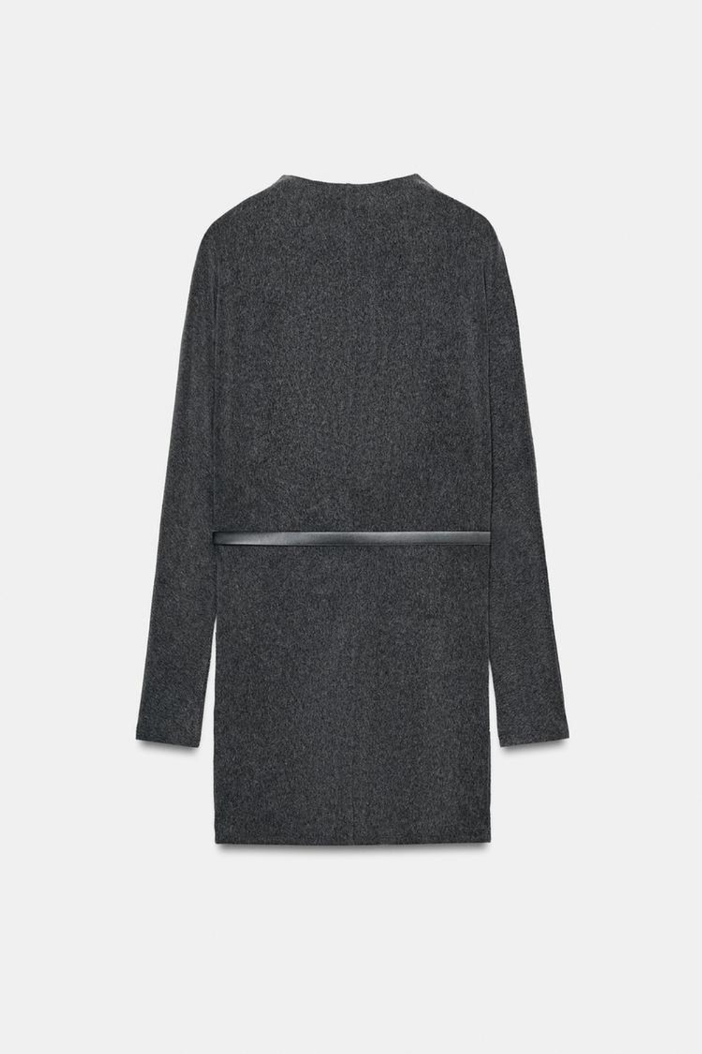 ZARA ПЛАТЬЕ ИЗ МЯГКОЙ ТКАНИ С РЕМНЕМ, АНТРАЦИТОВО-СЕРЫЙ