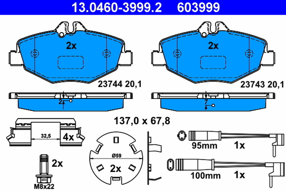 ATE - 13046039992-ATE - Brake Pad Set, disc brake