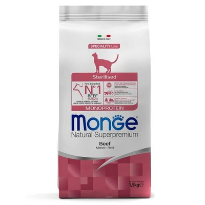 Сухой корм Monge "Cat Speciality Line", для стерилизованных, говядина, 1.5 кг