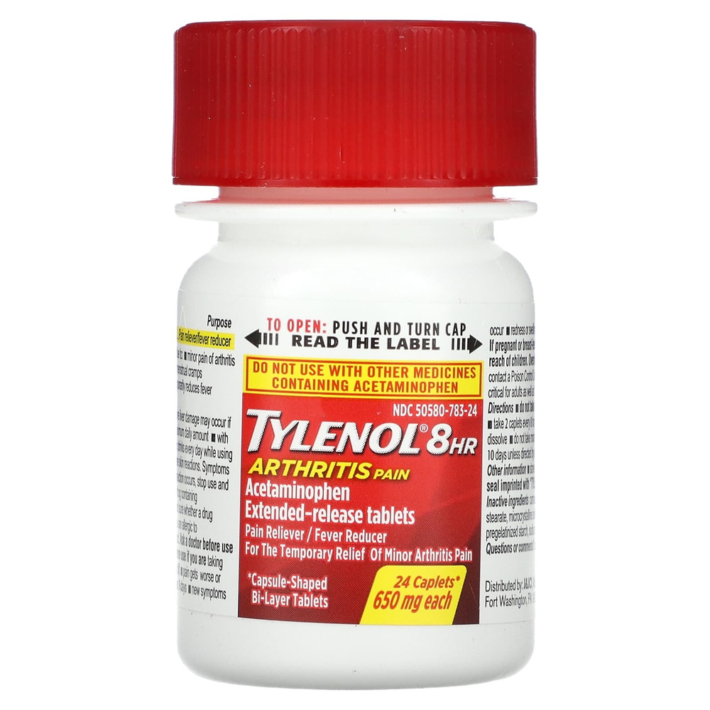 Tylenol, 8 HR Arthritis Pain, обезболивающее, лихорадочное средство, 650 мг, 24 капсулы