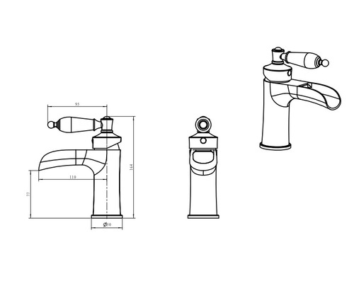 Boheme Смеситель для раковины Vogue бронза с прозрачным Swarovski