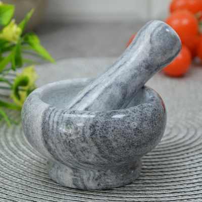 Ступка с пестиком 8*4,5см, мрамор (серая)