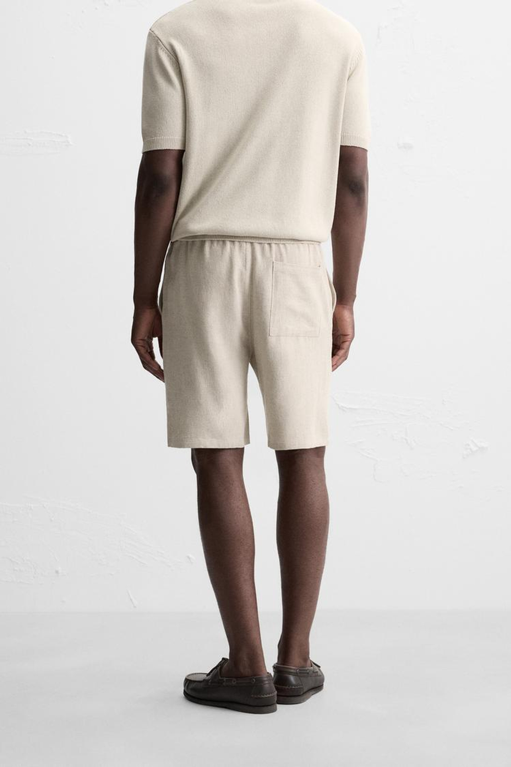 ZARA ШОРТЫ ИЗО ЛЬНА И ВИСКОЗЫ, СВЕТЛО-БЕЖЕВЫЙ