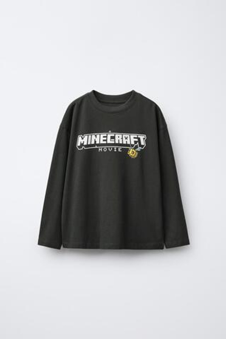 ZARA ФУТБОЛКА С ПРИНТОМ MINECRAFT © MOJANG AB. ™, ТЕМНЫЙ АНТРАЦИТ
