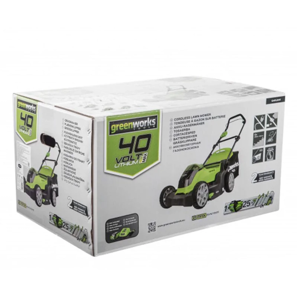 Аккумуляторная газонокосилка Greenworks G40LM41K4 40В (1 x 4 Ач, ЗУ) нож 41 см, 2504707VB