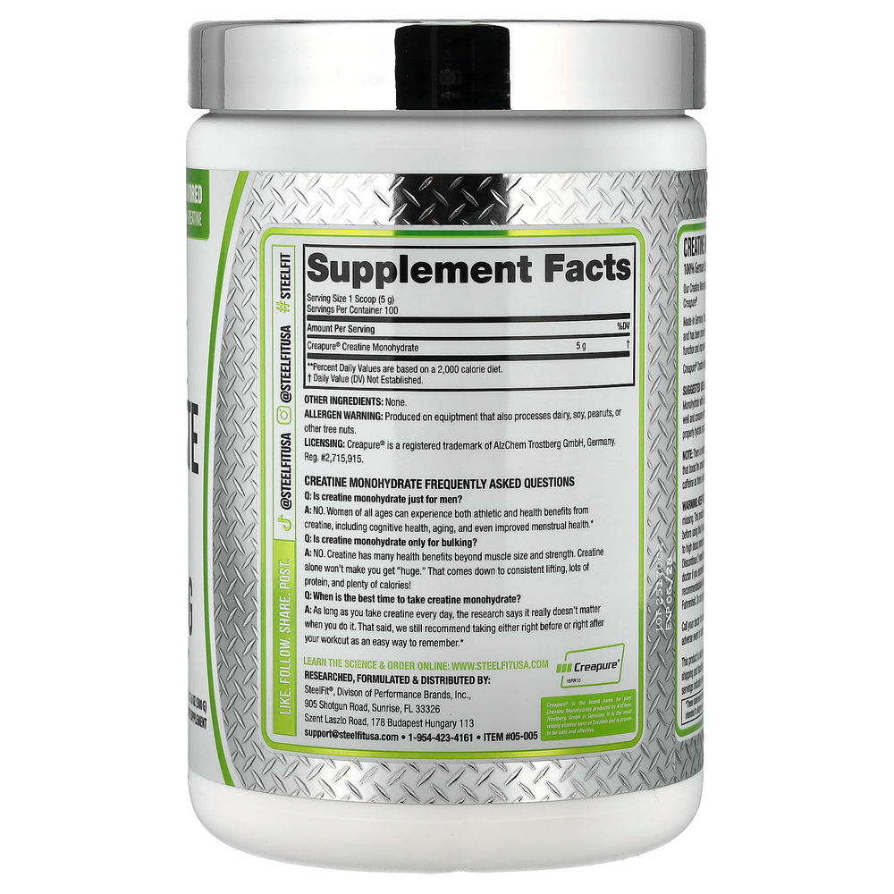 SteelFit, моногидрат креатина, без добавок, 500 г (17,6 унции)