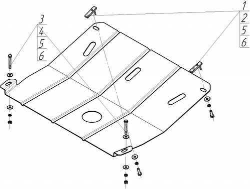 Усиленная защита Motodor картера двигателя, кпп. 2 мм, сталь. для Opel Astra F 1991-1998 арт.01502