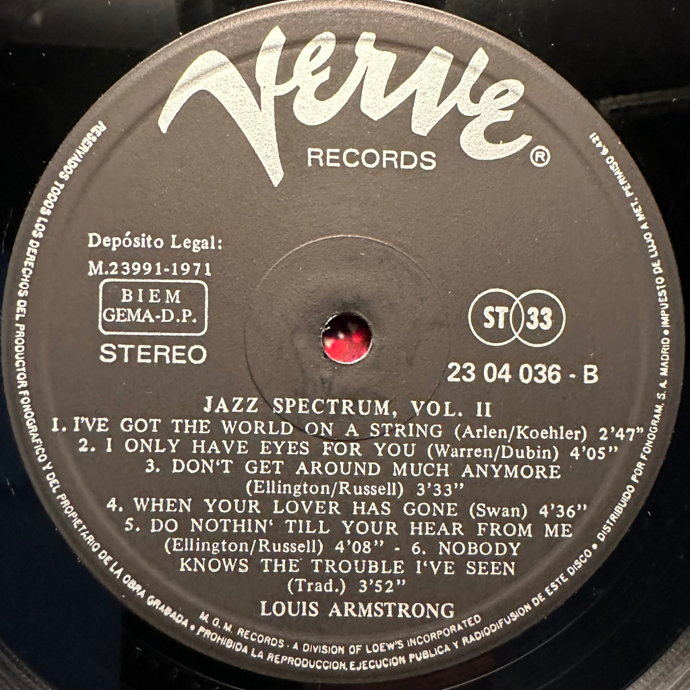 Louis Armstrong - Jazz Spectrum Vol. 2 (Испания 1971г.)