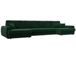 Диван П-образный Лига-057 НПБ Лонг, SEVEN 626 зеленый, Велюр, 129328