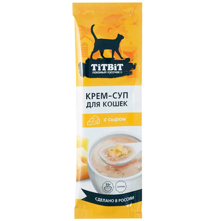 Лакомство для кошек Крем-суп с Сыром, 35г ТитБит