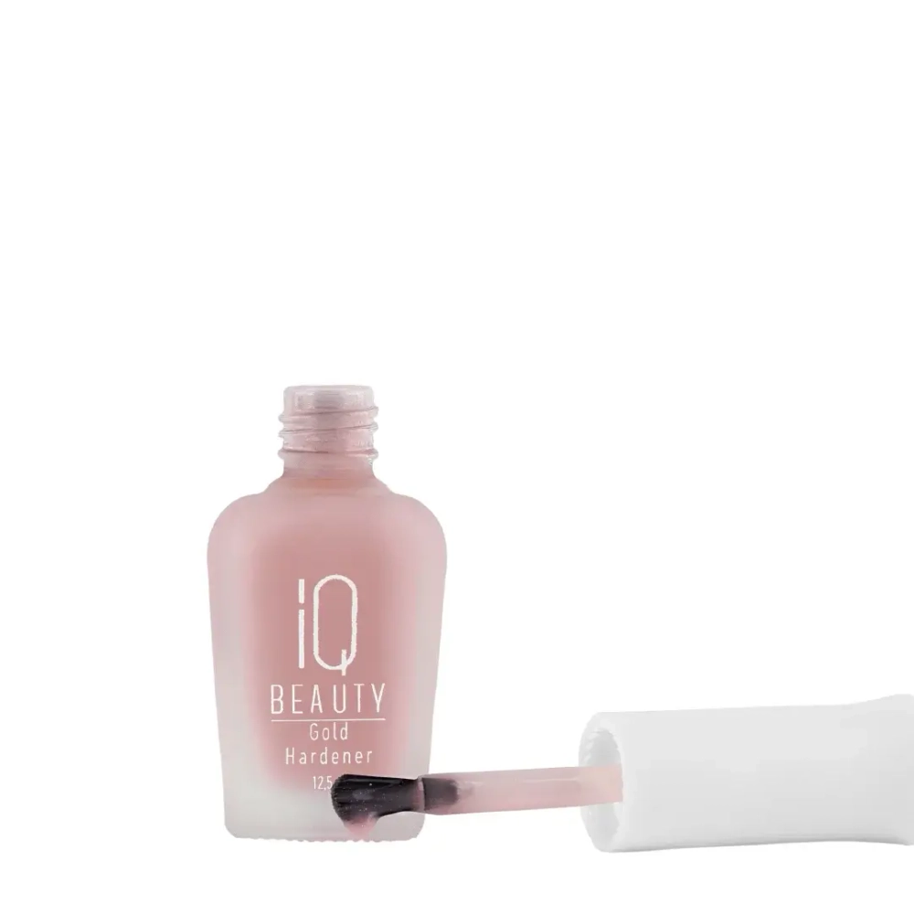 IQ Beauty Укрепитель для ослабленных и ломких ногтей с коллоидным золотом Gold Hardener, 12,5 мл Розовый с мерцанием белого золота