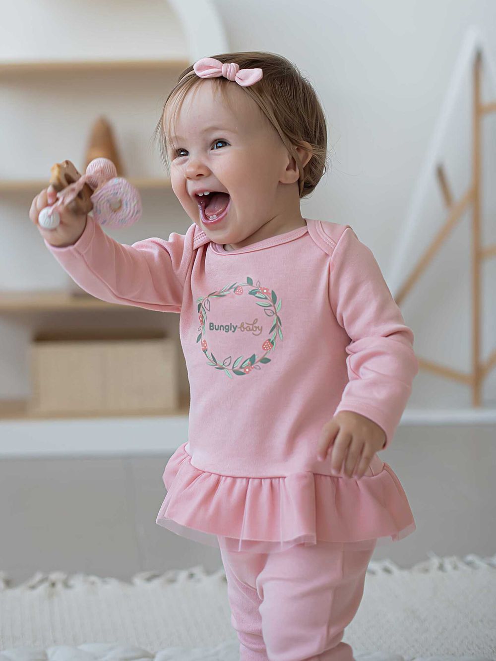 Лонгслив с баской и принтом "Чайная роза" 0+