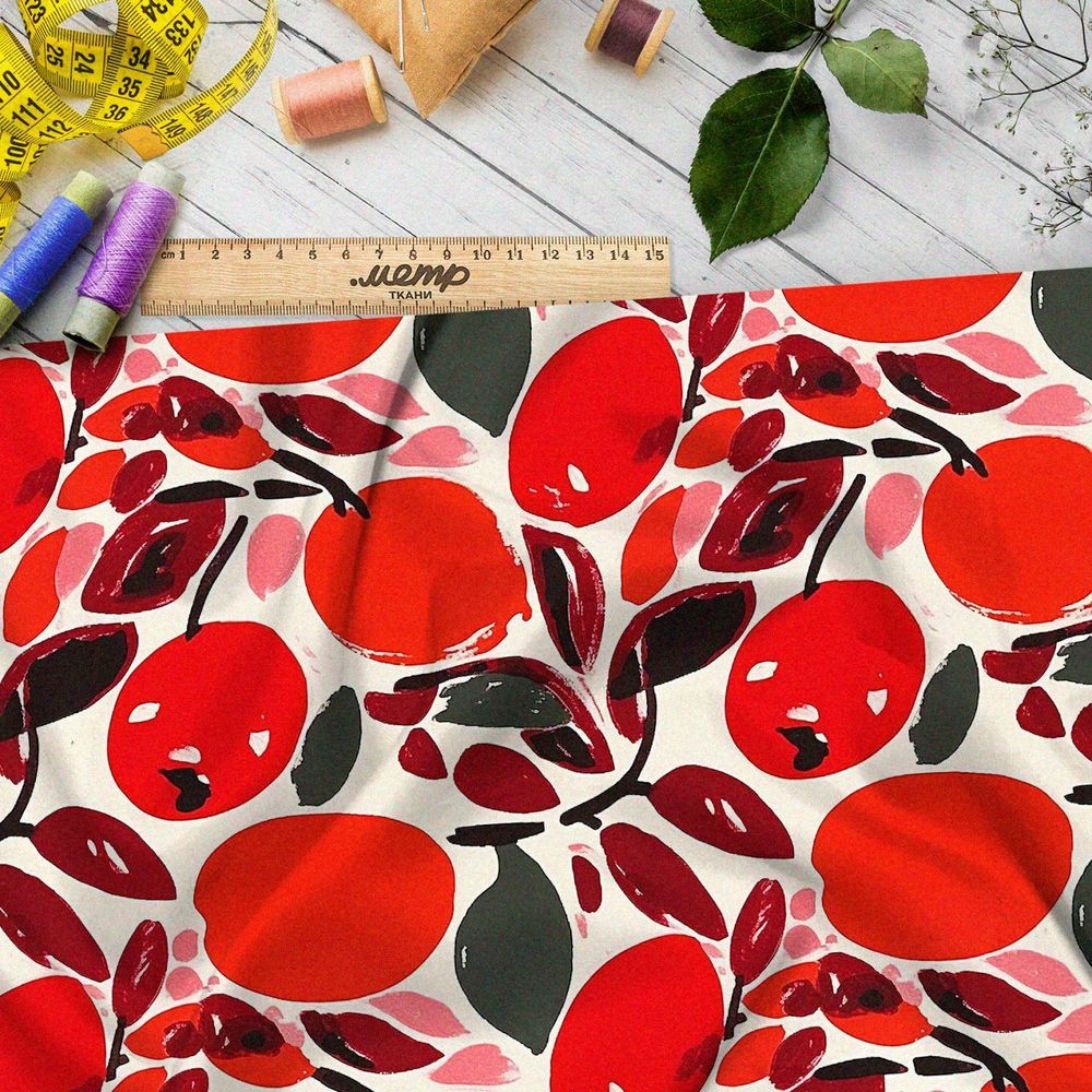 Ткань премиум шифон абстрактные фрукты