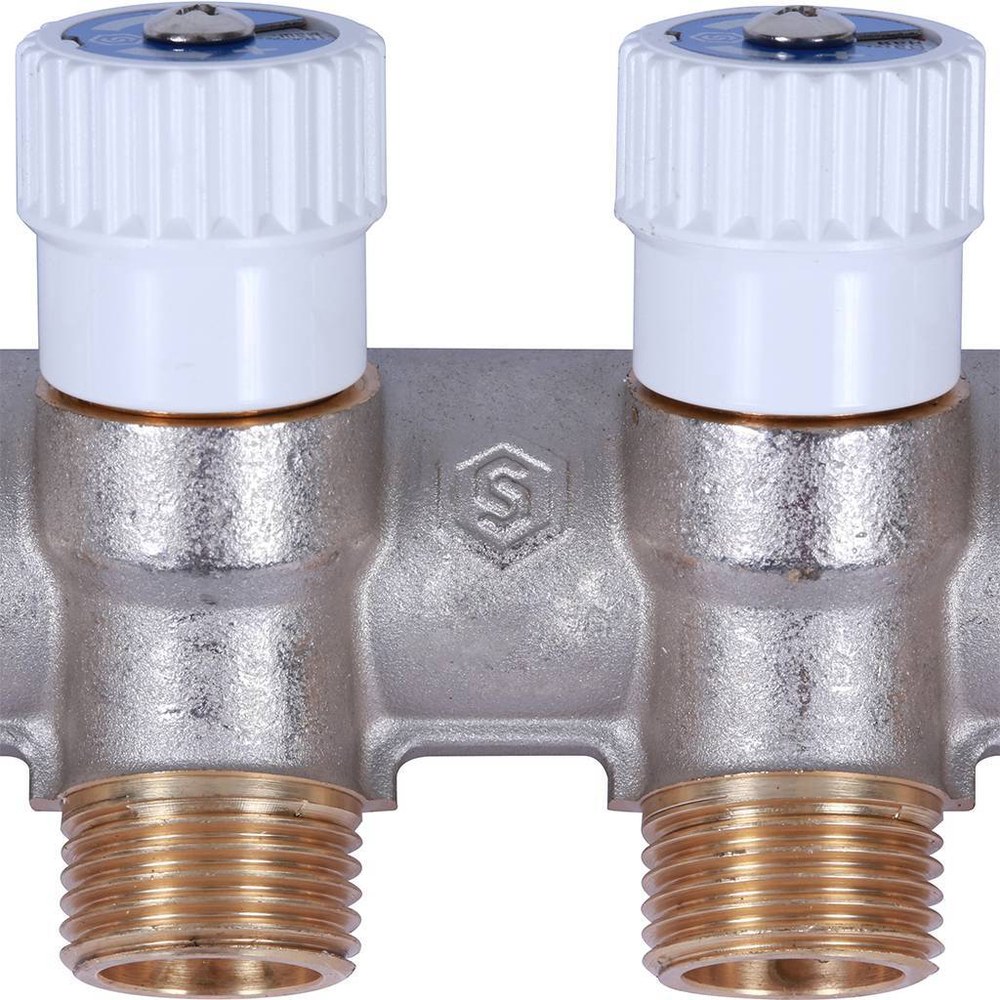 Коллектор распределительный  3/4", 4 отвода 1/2" плоское уплотнение