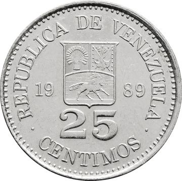 25 сентимо 1989 Венесуэла