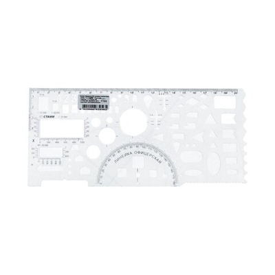 Линейка офицерская СТАММ 20 см, пластик, прозрачный