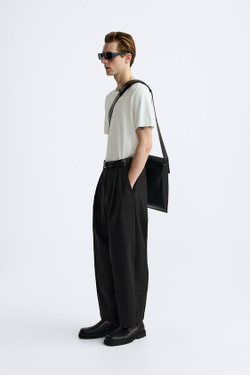 ZARA ФУТБОЛКА ИЗ СМЕСОВОЙ ВИСКОЗЫ, ЖЕЛТОВАТО-БЕЛЫЙ