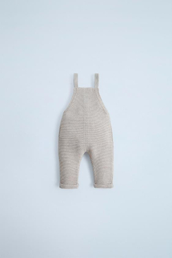 ZARA ТРИКОТАЖНЫЙ КОМБИНЕЗОН, ПЕСОЧНЫЙ С МЕЛАНЖЕВЫМ ЭФФЕКТОМ