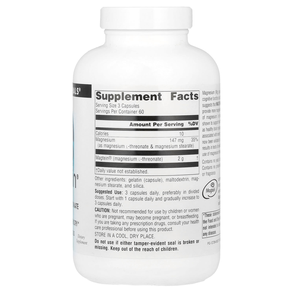 Source Naturals, Magtein®, L-треонат магния, 180 капсул