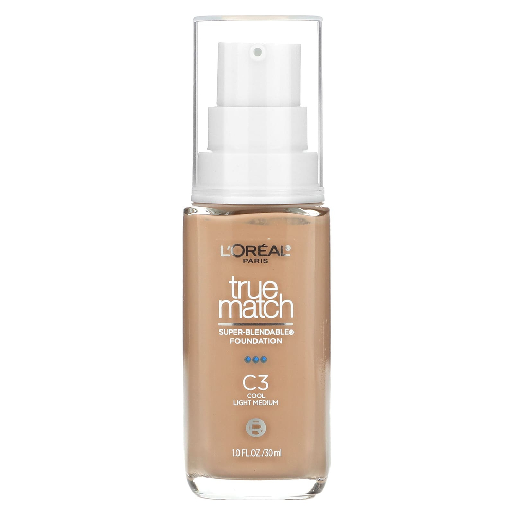 L'Oréal, True Match, супер-смешиваемая тональная основа, легкая тональная основа C3, 30 мл (1 жидк. унц.)