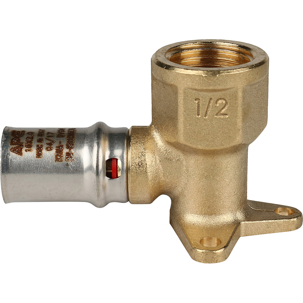 Угольник STOUT настенный с креплением короткий ВР 1/2" х16 пресс