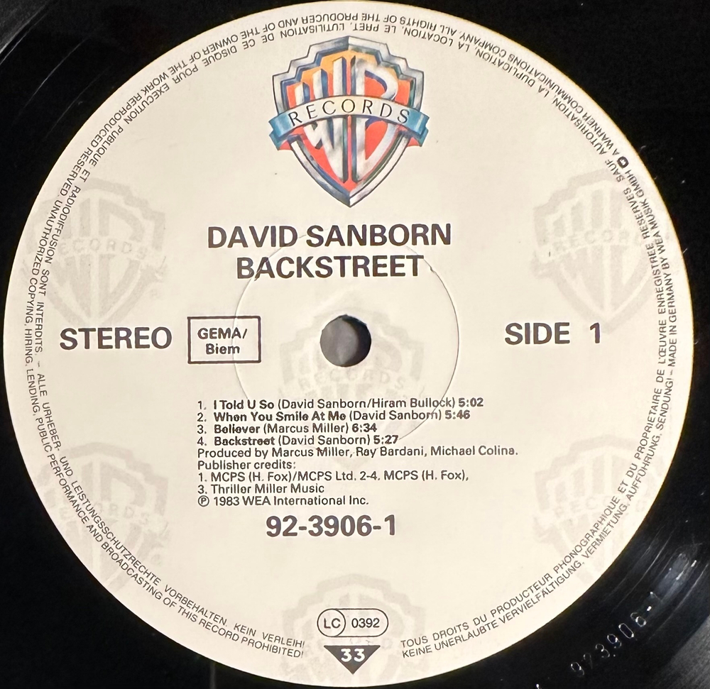 David Sanborn - Backstreet (Германия 1983г.)