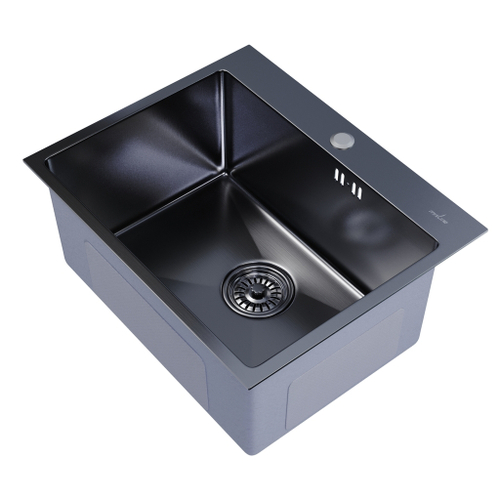Мойка настол.монтаж 53х43 (3,0) вып 3 1/2  MIXLINE PRO с ФАСКОЙ 22см с сифоном (черный графит)