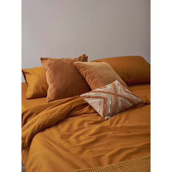 Комплект постельного белья изо льна и хлопка цвета карри из коллекции essential, 200х220 см