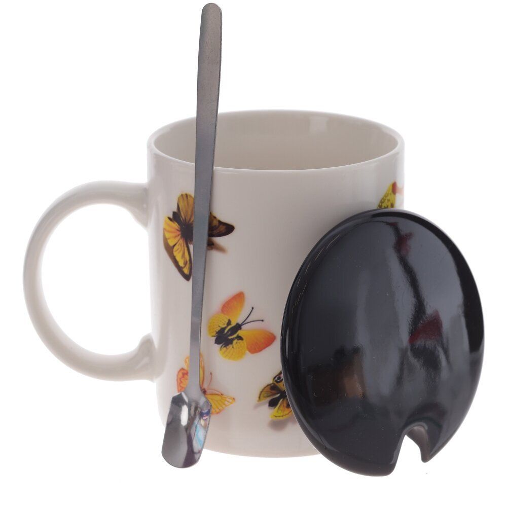 GAEM Кружка с крышкой и ложкой, 350 мл, L12 W8 H10 см, 4в.