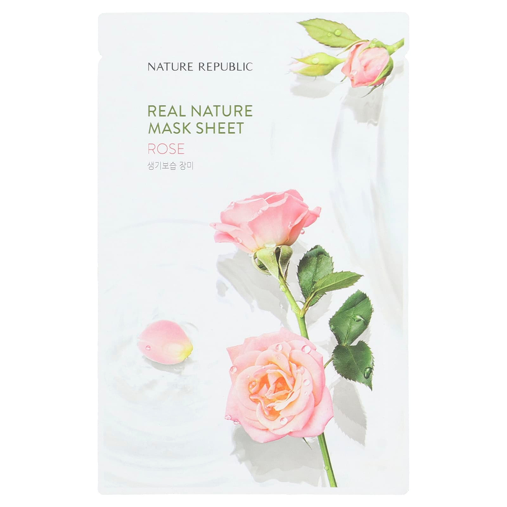 Nature Republic, Real Nature Beauty Mask Sheet, Rose, 1 шт., 23 мл (0,77 жидк. унц.)
