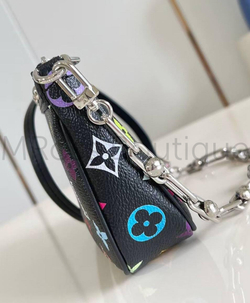 Сумка-клатч Louis Vuitton x Takashi Murakami Pochette женская черная c цветными узорами