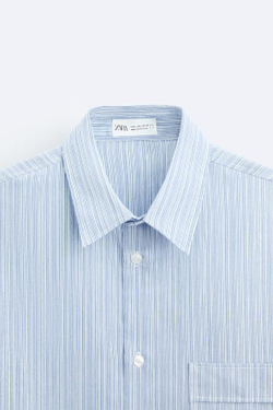 ZARA РУБАШКА В ПОЛОСКУ, СИНИЙ/БЕЛЫЙ