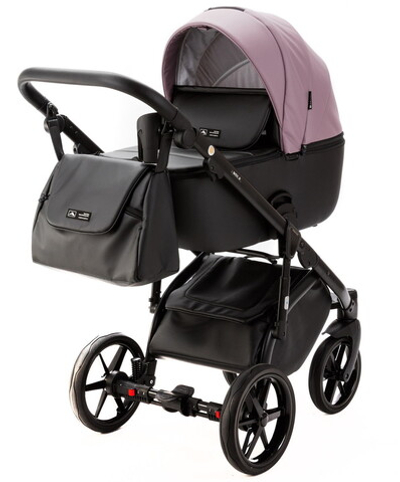 Детская коляска Adamex Nola Deluxe 3 в 1 N-SD106 (СИРЕНЬ КОЖА + ЧЕРН.КОЖА)