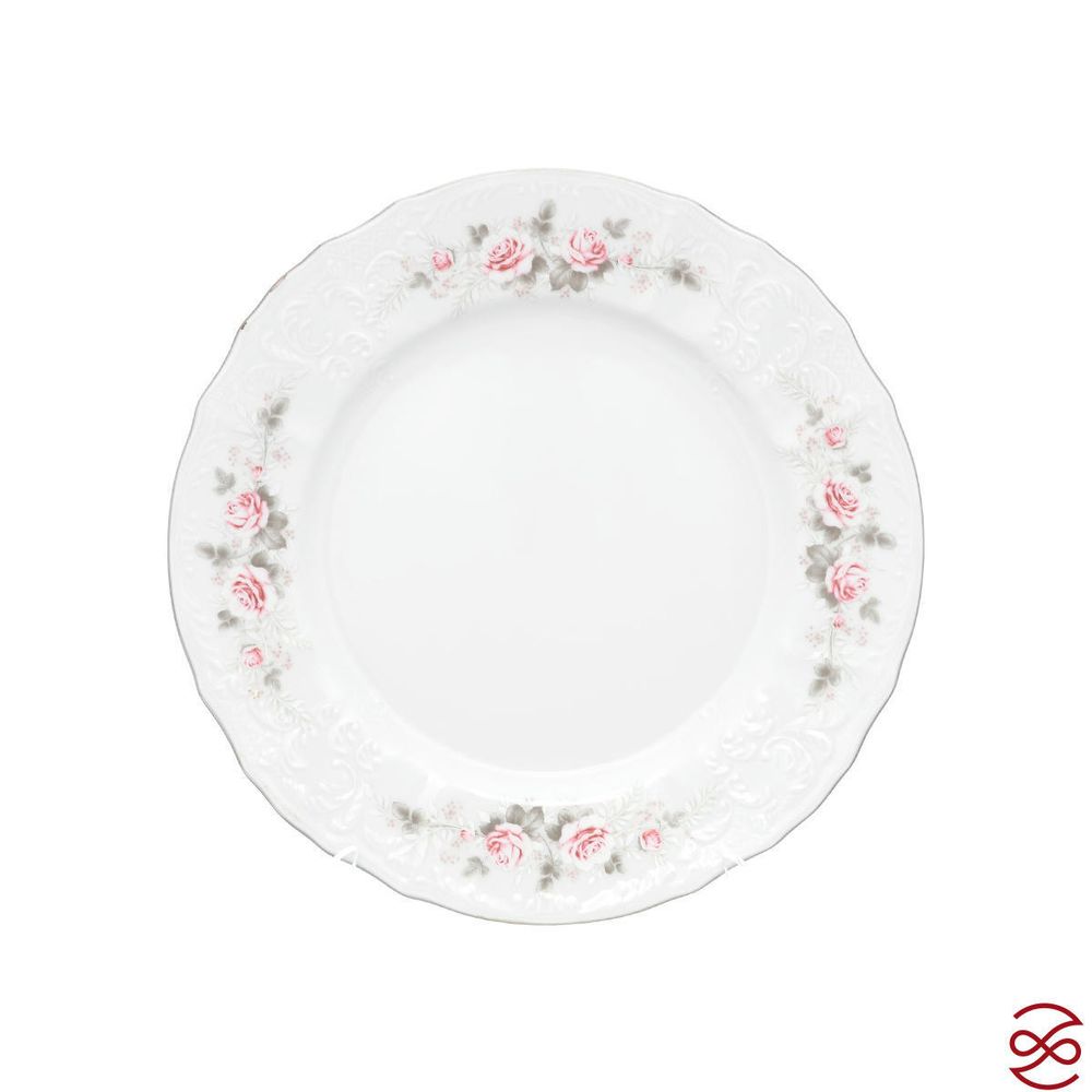 Тарелка Bernadotte Серая роза платина 25 см(1 шт)