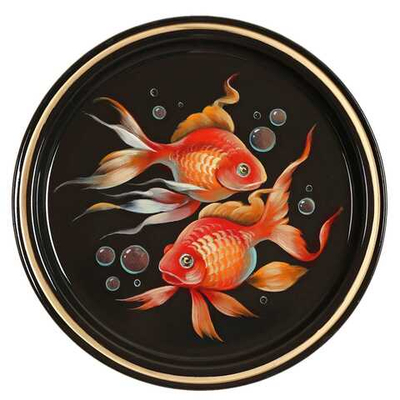 Жостовский поднос декоративный, размер 22 см (A5), металлический