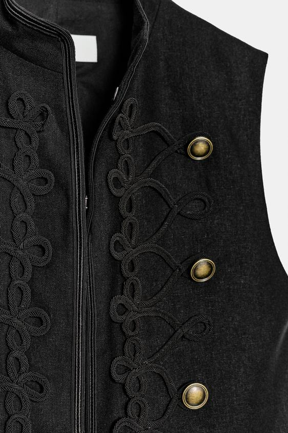 ZARA ОБЛЕГАЮЩИЙ ЖИЛЕТ С НАВЕСНЫМИ ПЕТЛЯМИ, ЧЕРНЫЙ