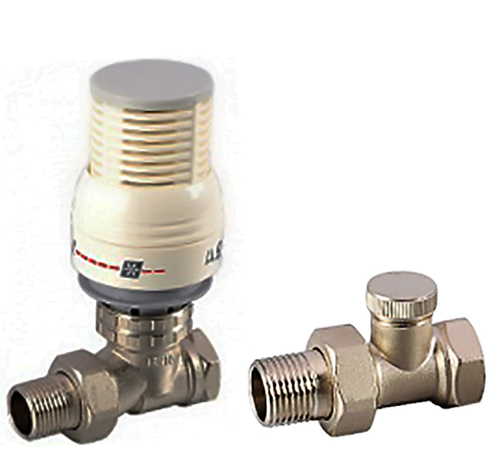 Комплект терморегулирующего оборудования для радиатора прямой 3/4" (термоголовка, термоклапан, запорный клапан) Lavita