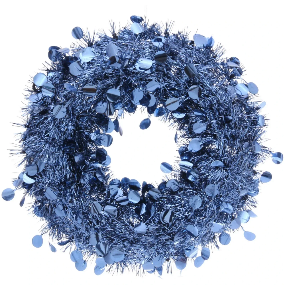 Венок декоративный TINSEL «Изящный блеск» 38 см, Сапфир