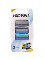 3 многоразовых кассеты,  5 лезвий , для бритвенного станка HAOWELL, плавающая головка, полоска Aloe+витамин E.