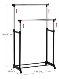 Двойная напольная передвижная стойка для одежды Double-Pole Telescopic Clothes Rack