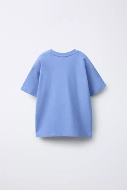 ZARA ОДНОТОННАЯ ПИЖАМА С ФУТБОЛКОЙ И ШОРТАМИ, СИНИЙ