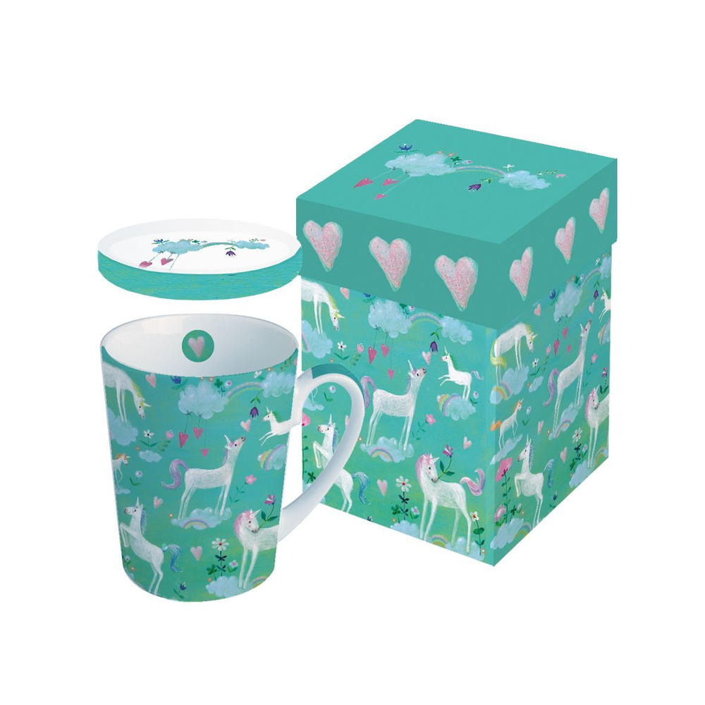 Кружка с крышкой 250 мл Paperproducts Design White Unicorns