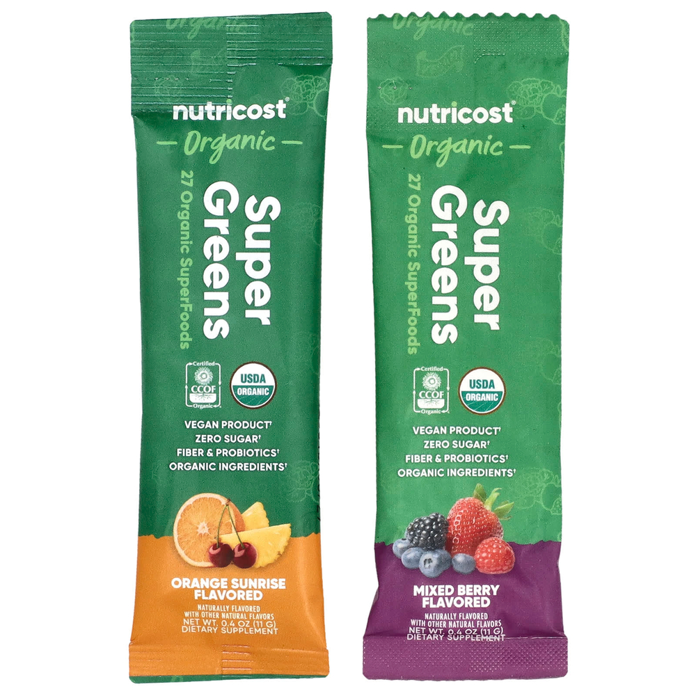 Nutricost, Органическая суперзеленая, разнообразная добавка, 20 пакетиков по 11 г (0,4 унции)