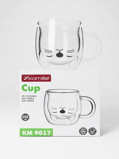 Чашка стеклянная подарочная 250 мл. Kamille KM 9017 с двойными стенками