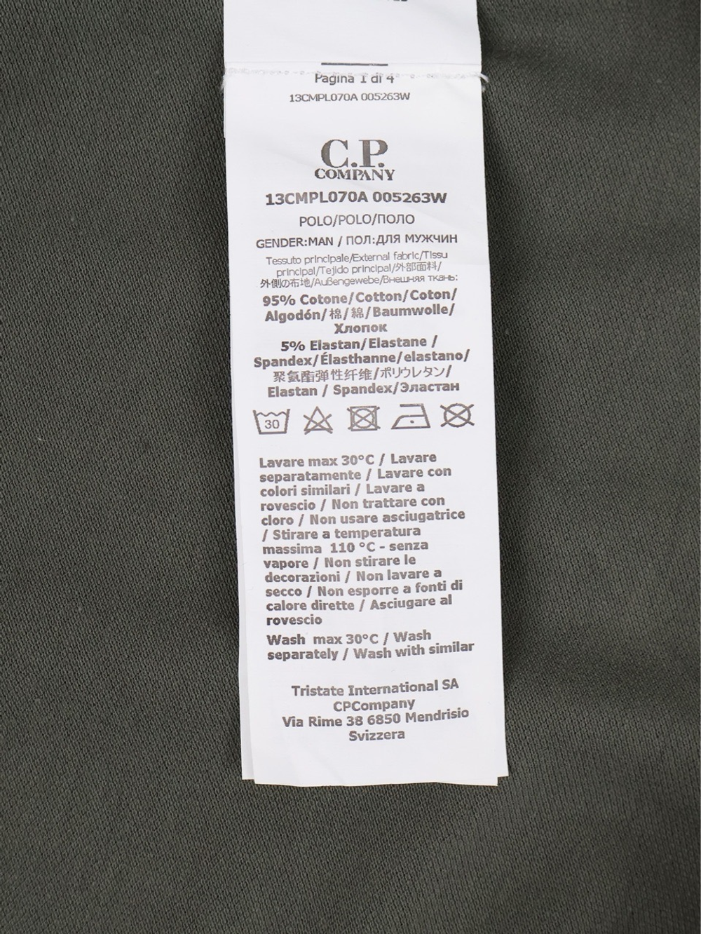 Поло с длинным рукавом C.P. Company Stretch Piquet Slim Line Dark Green