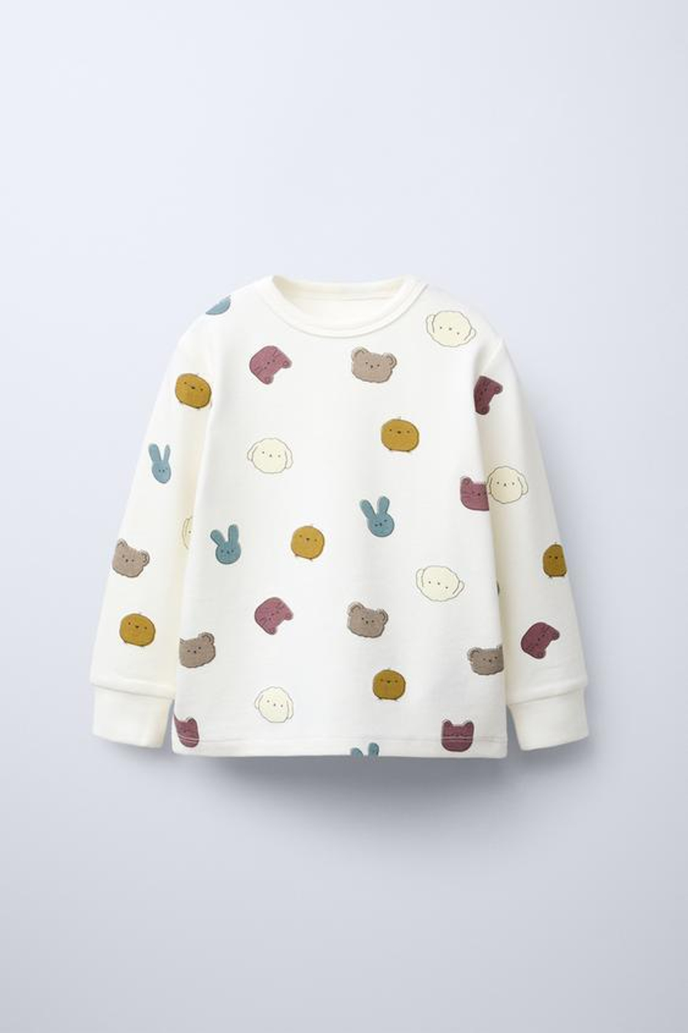 ZARA ТЕПЛАЯ ПИЖАМА С АНИМАЛИСТИЧЕСКИМ ПРИНТОМ, ЭКРЮ